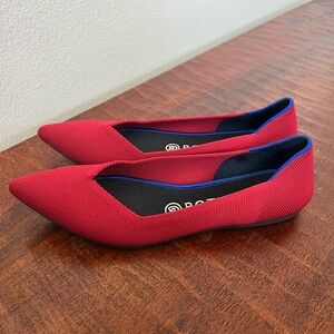Rothys Chili Red The Point Ballet Flats Slip On Shoe Pointed Toe Comfy Sz 8
